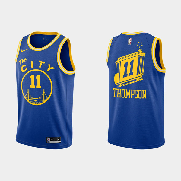 Men's Golden State Warriors #11 Klay Thompson Blue NBA 2020-21 Dri-FIT Hardwood Classic Stitched Jersey